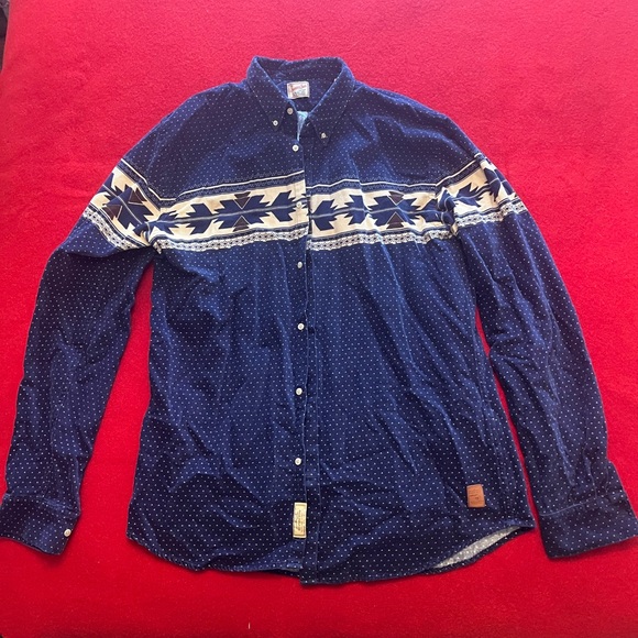 Men's Blue Patterned Shirt - Picture 1 of 5